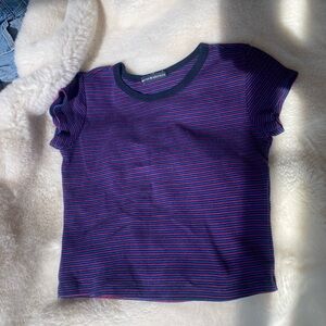 Brandy Melville Blue and Red Short Sleeve Tee